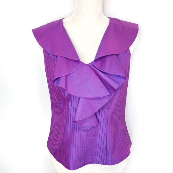 Anita Ford Collection Thai Purple Silk top, M - Picture 3 of 11